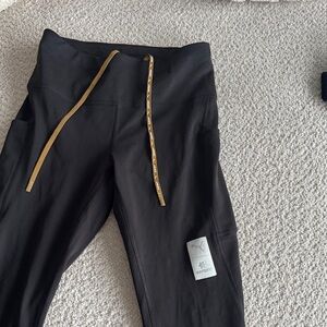 Puma X Saysky Black Leggings with Gold Drawcord Detail